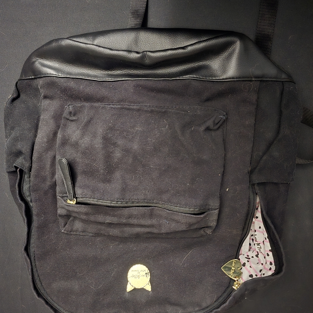 Betsey Johnson Black Backpack with Gold Details